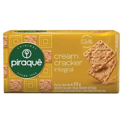 Biscoito Cream Cracker Integral Piraquê  215g