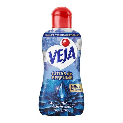 Veja Gotas de Perfume Água Marinha Algodão Limpador Perfumado Concentrado 100 ml
