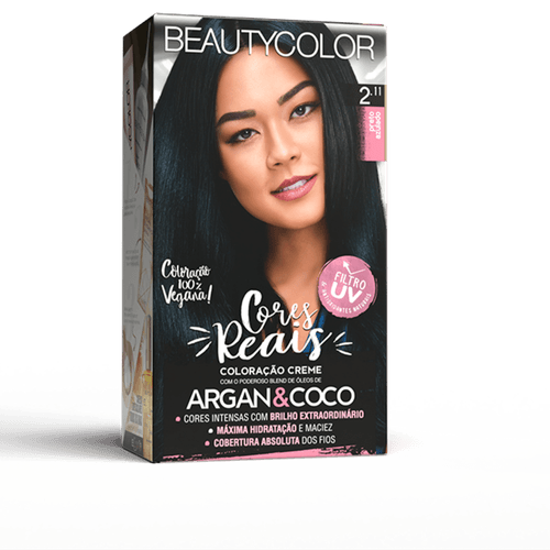 Tintura Permanente Kit Creme 2.11 Preto Azulado Beauty Color