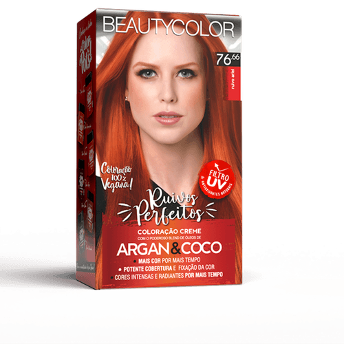 TINTA PERMANENTE  BEUTY COLOR CREME KIT 76,66 RUIVO ARIEL