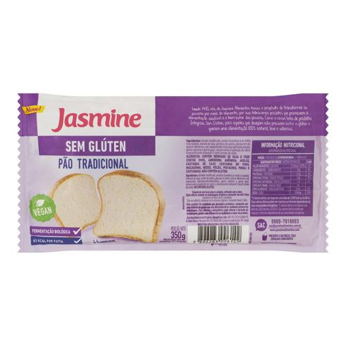 Pão de Forma Jasmine Tradicional Sem Glúten Pacote 350 g