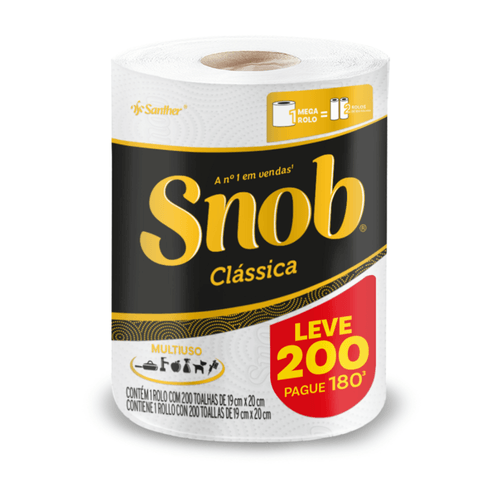 Toalha de Papel Multiuso Snob Clássica Pacote Leve 200 Pague 180 Folhas