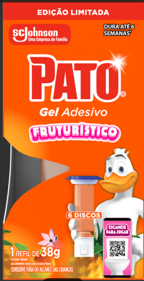 ODORIZADOR GEL ADESIVO PATO 1 REFIL 38G COM 6 DISCOS EDICAO LIMITADA FRUTURISTICO