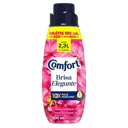 Amaciante de Roupa Concentrado com Óleo de Argan Brisa Elegante Comfort Frasco Leve 500ml Pague 400ml
