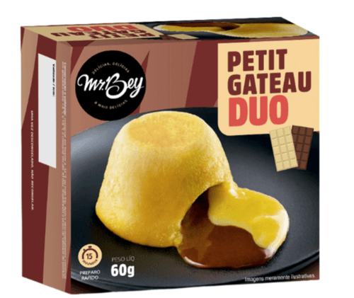 PETIT GATEAU MR BEY 60G DUO LEITE E CHOCOLATE CONGELADO