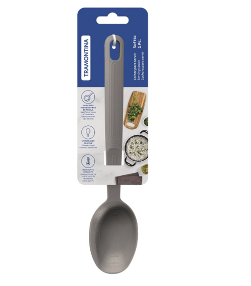 COLHER SILICONE TRAMONTINA PARA SERVIR SOFTTA UN CINZA 27,9CM