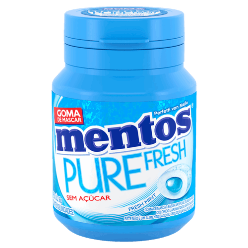 Goma de Mascar Menta Fresca Zero Açúcar Mentos Pure Fresh Pote 92g 46 Unidades