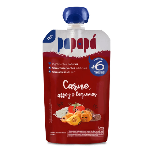 Papinha de Carne Arroz e Legumes Papapá 120g