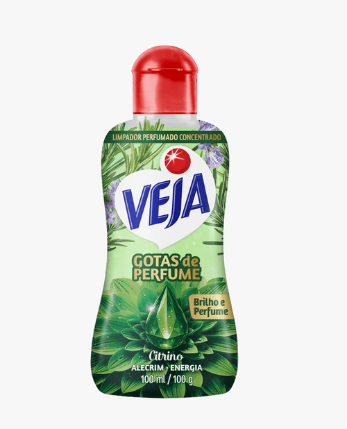 Veja Gotas de Perfume Citrino Alecrim Limpador Perfumado Concentrado 100 ml