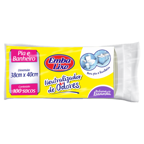 Saco para Lixo Pia e Banheiro Lavanda 1kg Embalixo 100 Unidades