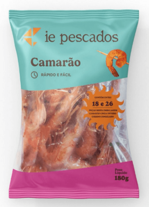 CAMARÃO CINZA IE PESCADOS 180G-PC INTEIRO COZIDO