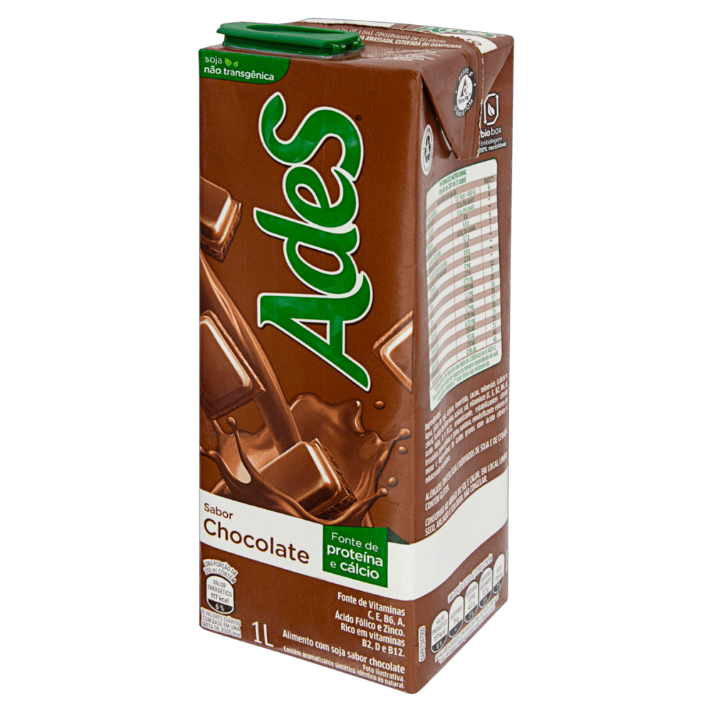 Bebida à Base de Soja Chocolate Ades Caixa 1l