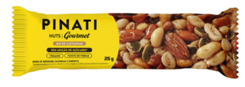 CEREAL EM BARRA PINATI NUTS GOURMET 25G- MIX DE CASTANHAS COM AMENDOIM - SEM ADICAO DE ACUCARES