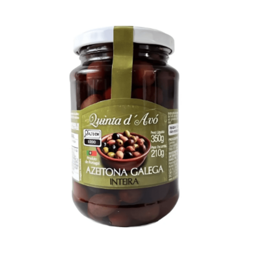 AZEITONA PRETA PORTUGUESA QUINTA DAVO COM CAROÇO 350G-VD GALEGA INTEIRA