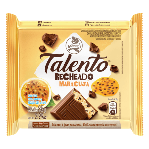 CHOC GAROTO TALENTO 85G TA RECH MARACUJA