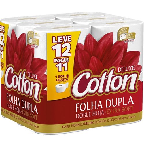 Papel Higiênico Cotton Deluxe Folha Dupla Neutro Embalagem Promocional