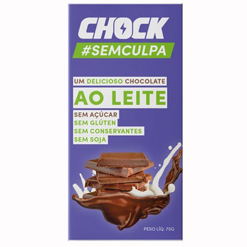 Chocolate Chock #SemCulpa Ao Leite Sem Açúcar 75g