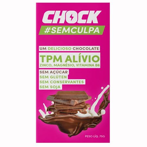 Suplemento Alimentar Tablete Chocolate ao Leite Chock TPM Alívio Caixa 75g