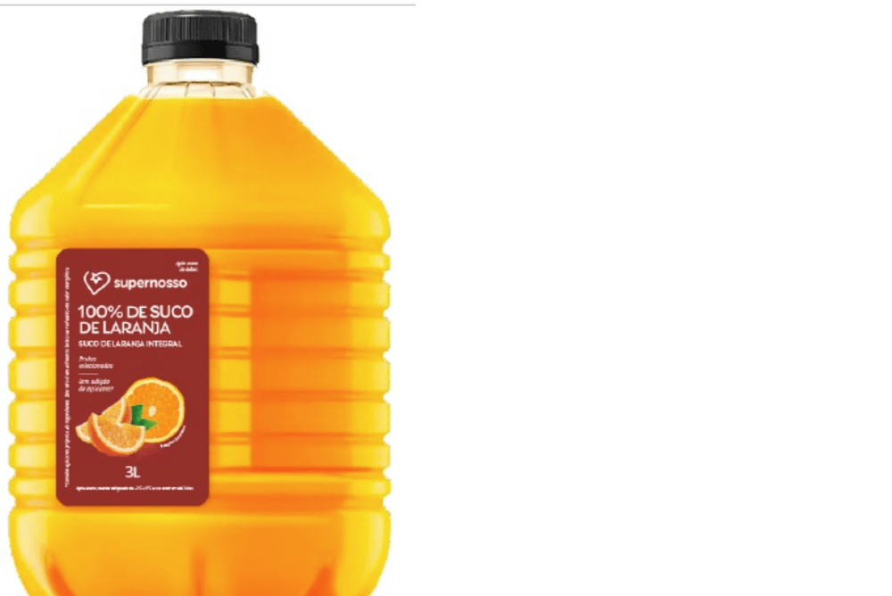 SUCO DE LARANJA INTEGRAL SUPERNOSSO 100% SUCO 3L-GL SEM ADICAO DE ACUCARES