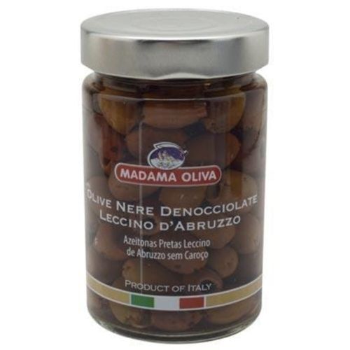 Azeitona Preta Leccino De Abruzzo Sem Caroço Italiana Madama Oliva Pote 160g