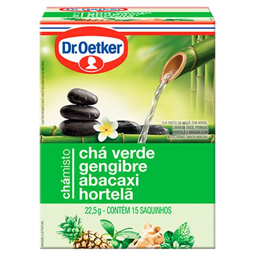 Chá Misto Dr. Oetker Chá Verde, Gengibre, Abacaxi e Hortelã com 15 Unidades