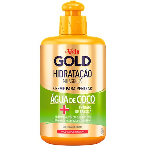 Creme De Pentear Niely Gold Água Coco+Babosa Frasco 250g