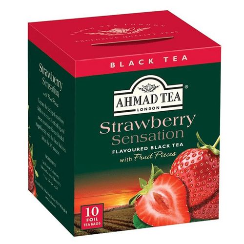 Chá Preto Strawberry Sensation Ahmad Tea London Caixa 20g 10 Unidades