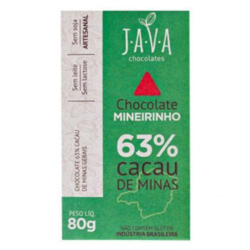 Chocolate Mineirinho Java Chocolates 63% cacau 80g