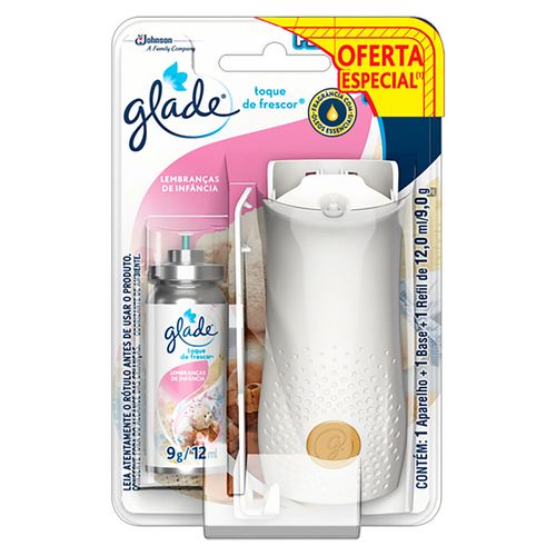 Desodorizador Glade Toque de Frescor Aparelho + Refil Lembrança de Infância Oferta Especial 12ml