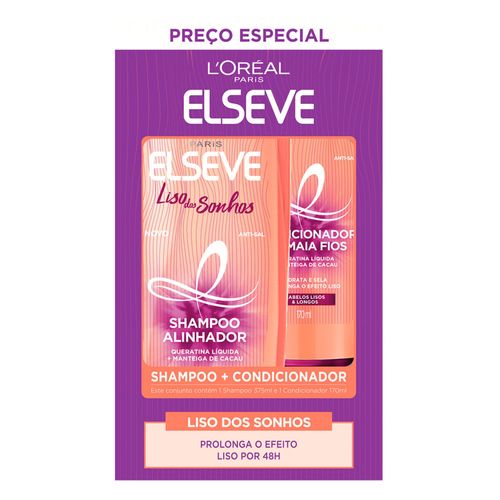 Kit Elseve Shampoo 375ml + Condicionador 170ml Liso dos Sonhos