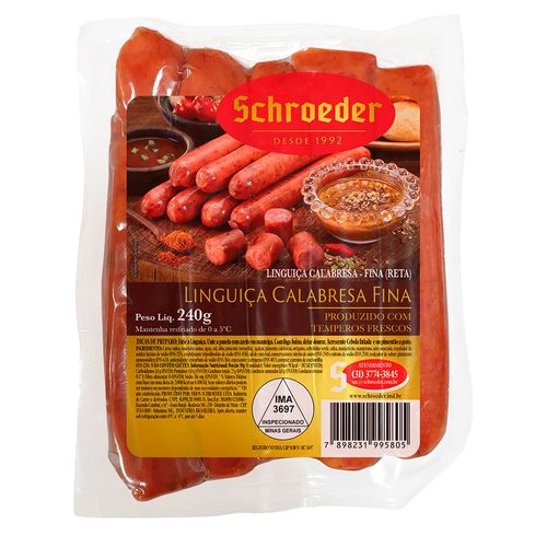 Linguiça Calabresa Schroeder Fina Resfriada 240g