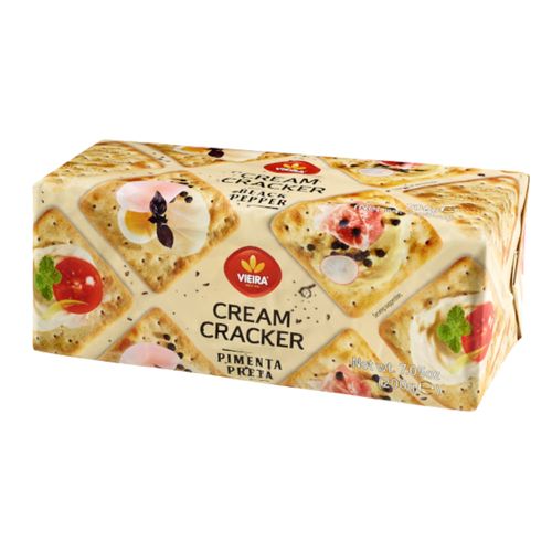 Biscoito Português Vieira Cream Cracker Pimenta Preta 200g