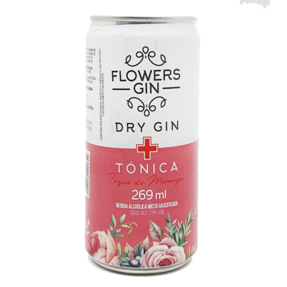 Gin Tônica Toque de Morango Flowers Lata 269ml - Supernosso