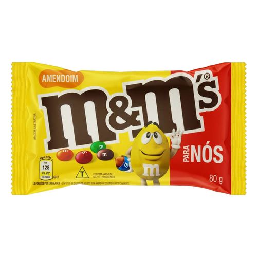Confeito de Chocolate ao Leite M&M's com Amendoim para Nós 80g