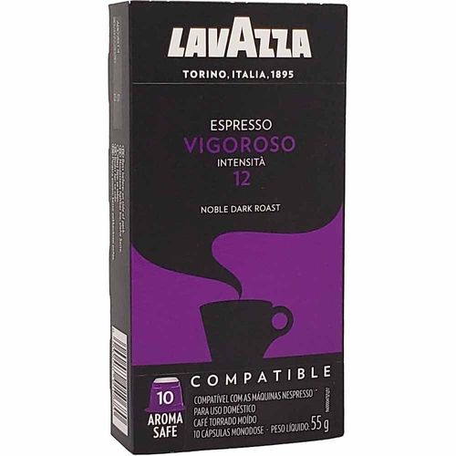 Café em Cápsula Torrado e Moído Espresso Vigoroso Lavazza Caixa 55g 10 Unidades