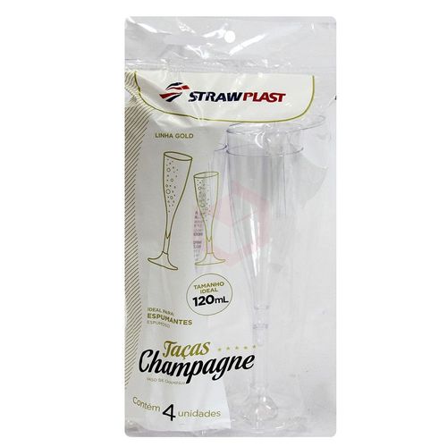 Taça Champagne Acrilico Strawplast Cristal 120ml 4 Unidades