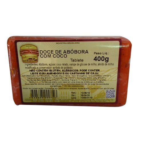 Doce Abóbora Com Coco Doces da Serra Mineira Mart Colorida 400g