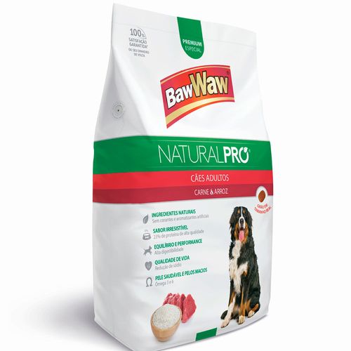 Alimento para Cães Adultos Carne/Arroz Baw Waw 1kg