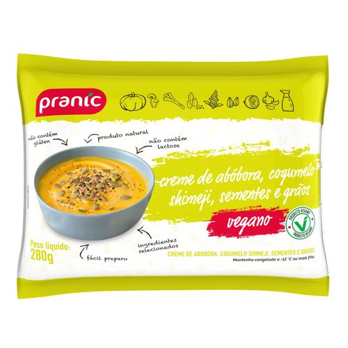 Creme Vegano Pranic de Abóbora, Cogumelo Shimeji, Sementes e Grãos 280g