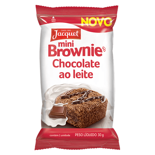 Minibrownie Chocolate Ao Leite Jacquet Caixa 480g 16 Unidades