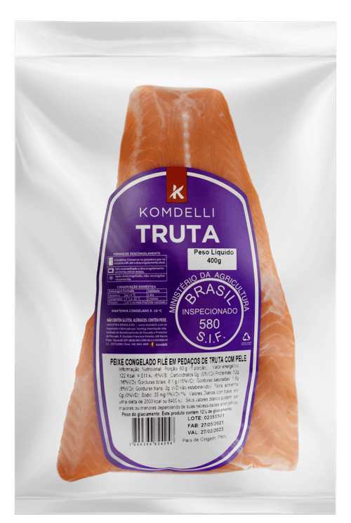 Filé de Truta KOMDELLI com Pele Congelado 400g