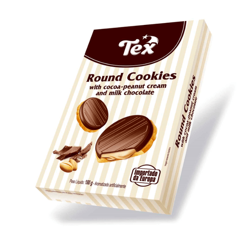Biscoito Tex Round Cookies  Cocoa Peanut Cream 180g