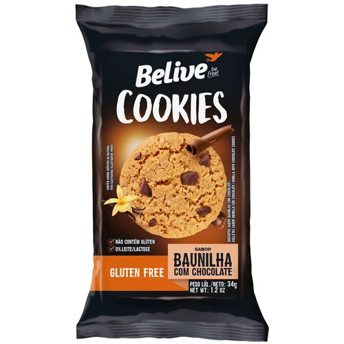 Cookies Belive Sem Glúten Baunilha com Chocolate 34g