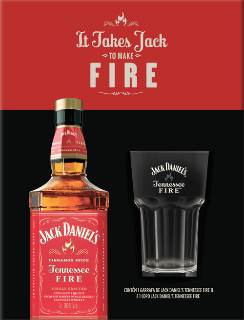 Kit Copo + Whisky Jack Daniel's Fire 1l