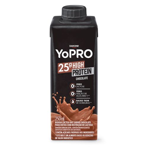 Bebida Láctea UHT Chocolate Zero Lactose Yopro 25g High Protein 250ml