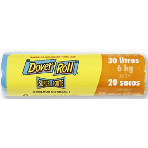 Saco Para Lixo Dover Roll Azul Super Forte 30 Litros Rolo com 20 Unidades