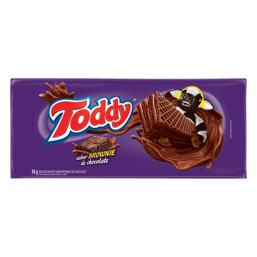 Biscoito Wafer Brownie de Chocolate Toddy Pacote 94g