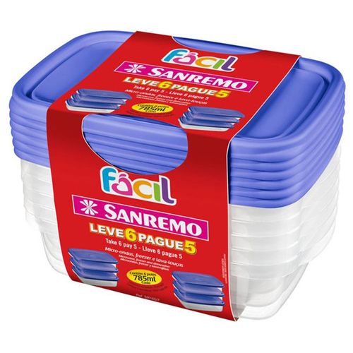 Conjunto de Potes Sanremo 785 ml Leve 6 e Pague 5