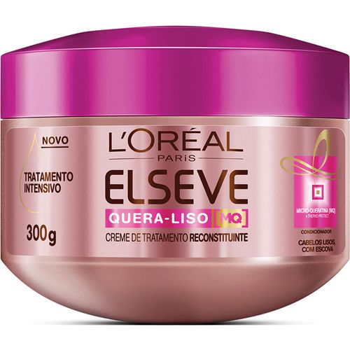 Creme De Tratamento Cabelo Elseve Quera-Liso Reconstituinte Pote 300ml