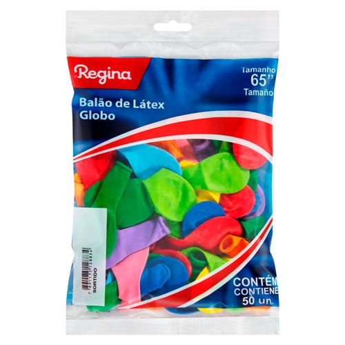 Balão Regina Liso Nº6.5 Pera Sortido com 50 unidades